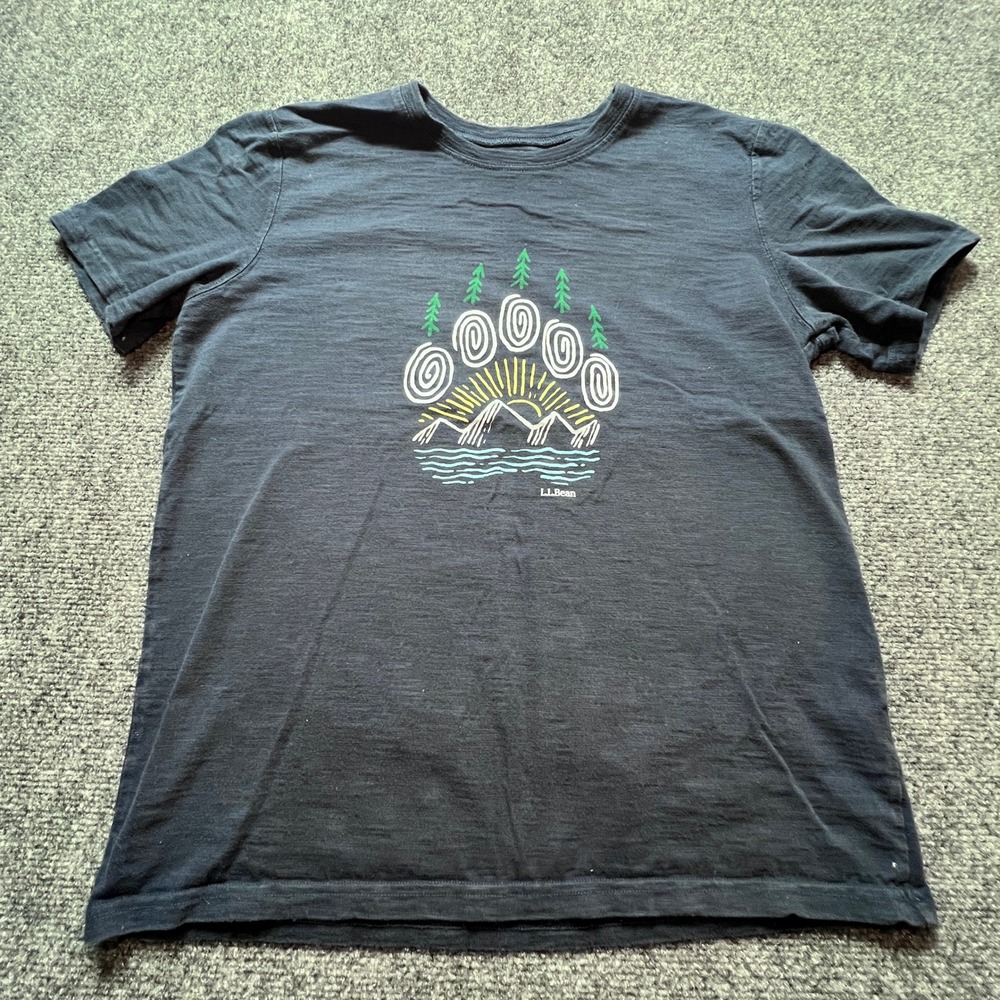 LL Bean Kids XL 18 Graphic Top Bundle Sweatshirt and T-Shirt Navy Blue Retro - Picture 2 of 16